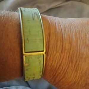 Mint Green and stretchy Gold Bracelet